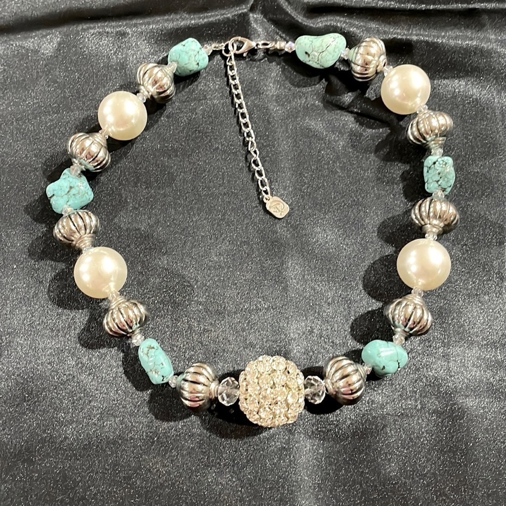 You and I rhinestone and beaded necklace